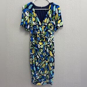 Maggy London Women’s Blue Spotted Duria Wrap Dress Size 6 Petite